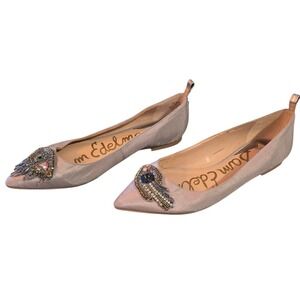 Sam Edelman Evil Eye Flats Women's Size 8 Pointed Toe Embellished Boho Ballet